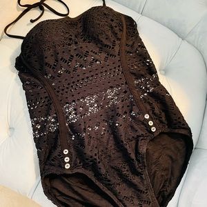 One piece black crochet